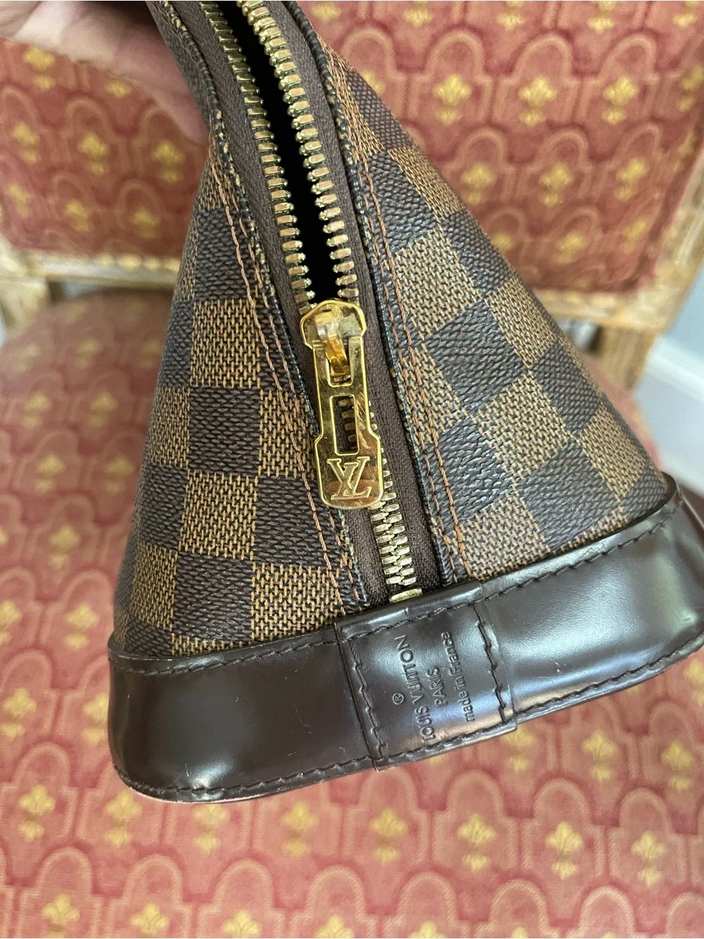 Louis Vuitton Damier Ebene Brown Checker Alma Handbag
